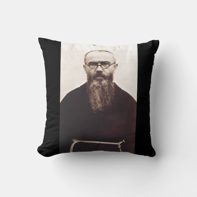 Saint Maximilian Kolbe Polish Catholic priest Cushion (Front)