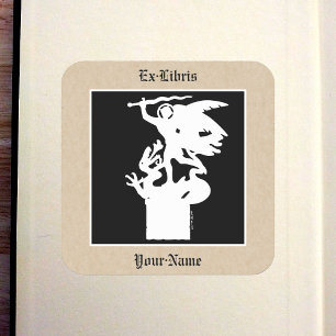 Saint Michael and Dragon (in White) Bookplate Square Sticker