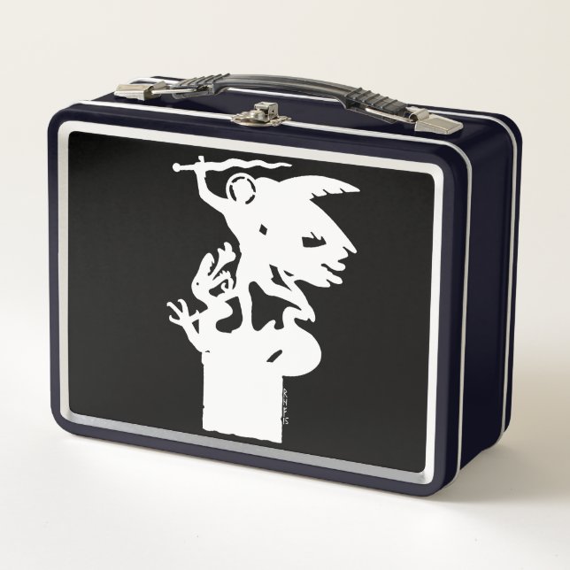 Saint Michael and Dragon (in White) Metal Lunch Box (Front)