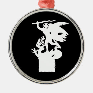 Saint Michael and Dragon (in White) Metal Ornament