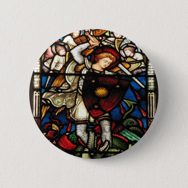 SAINT MICHAEL ARCHANGEL 6 CM ROUND BADGE (Front)