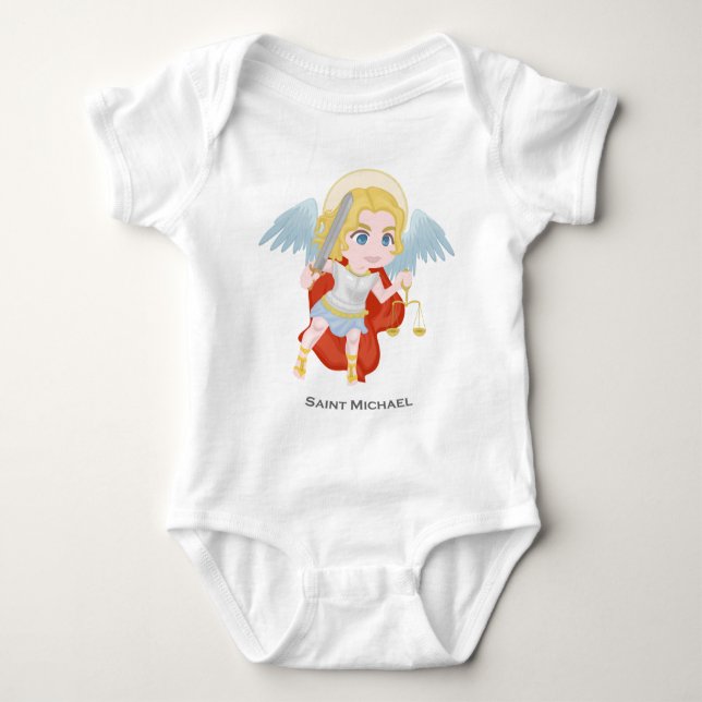 Saint Michael Archangel Cute Catholic Baby Bodysuit (Front)