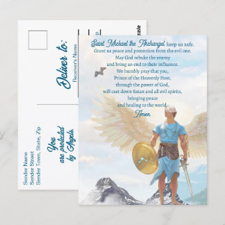 Saint Michael Archangel Protection Modern Prayer Postcard