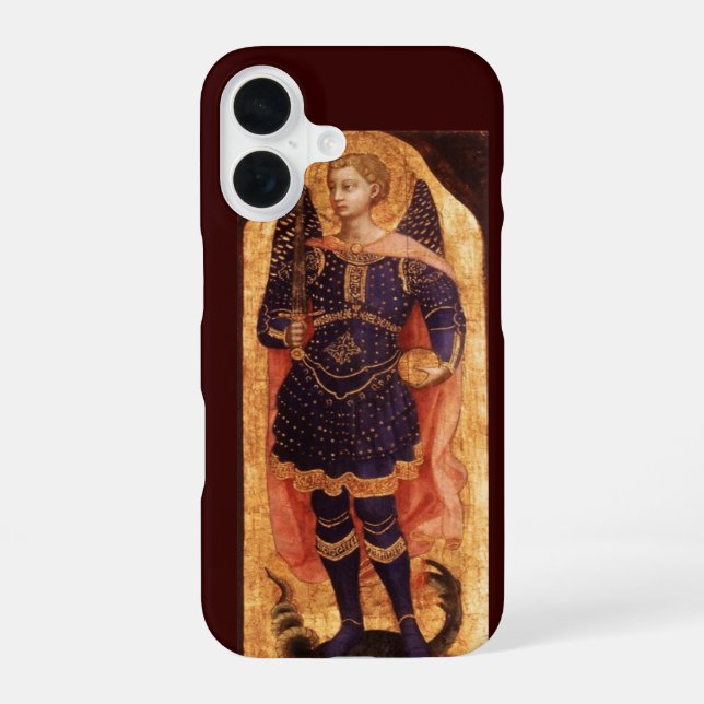SAINT MICHAEL ARCHANGEL WITH DRAGON iPhone 16 CASE (Back)
