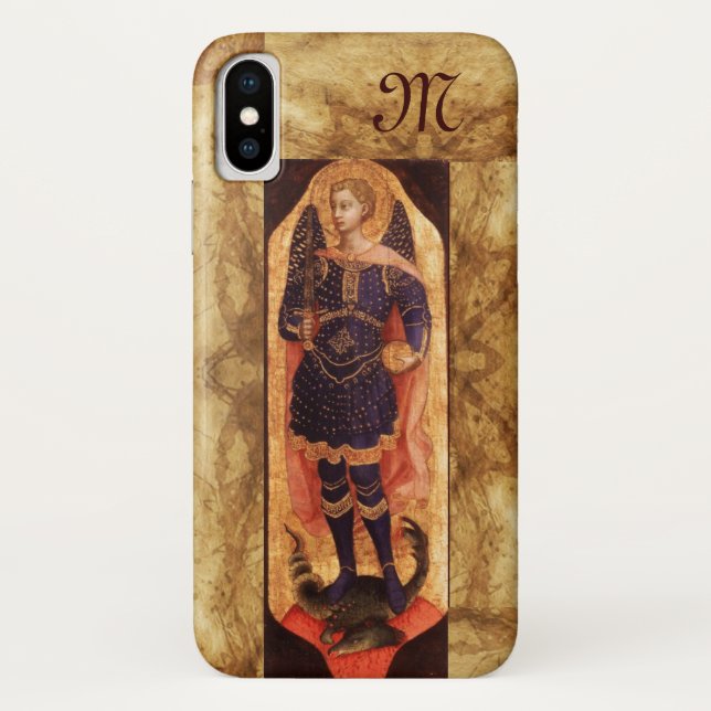 SAINT MICHAEL ARCHANGEL WITH DRAGON monogram Case-Mate iPhone Case (Back)