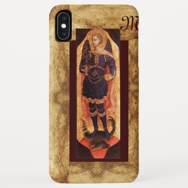 SAINT MICHAEL ARCHANGEL WITH DRAGON monogram Case-Mate iPhone Case (Back)