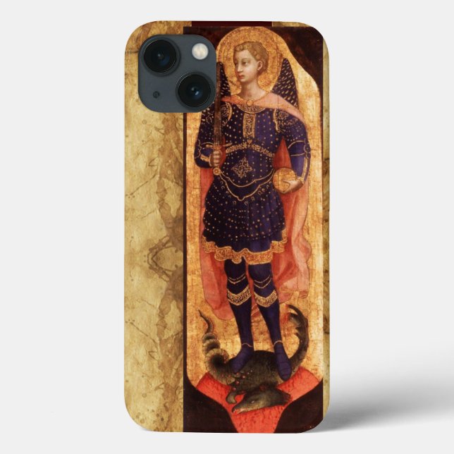 SAINT MICHAEL ARCHANGEL WITH DRAGON OLD PARCHMENT Case-Mate iPhone CASE (Back)