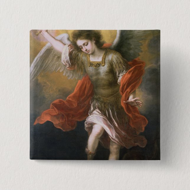 Saint Michael banishes the devil to the abyss 15 Cm Square Badge (Front)