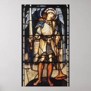 Saint Michael by Burne Jones, Vintage Archangel Poster
