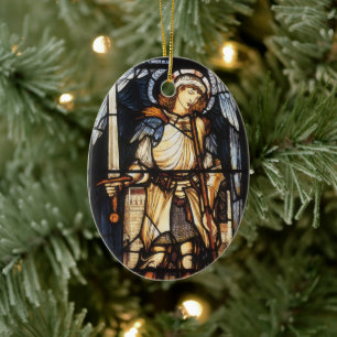 Saint Michael by Sir Edward Coley Burne-Jones Ceramic Tree Decoration