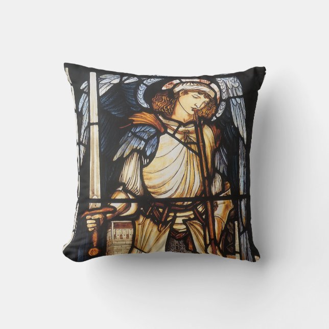 Saint Michael by Sir Edward Coley Burne-Jones Cushion (Front)