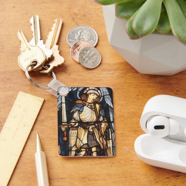 Saint Michael by Sir Edward Coley Burne-Jones Key Ring (Desk)