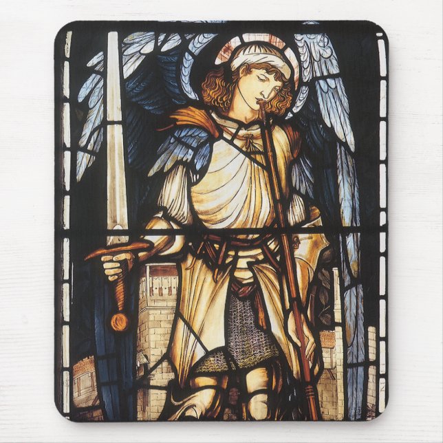 Saint Michael by Sir Edward Coley Burne-Jones Mouse Pad (Front)