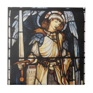 Saint Michael by Sir Edward Coley Burne-Jones Tile