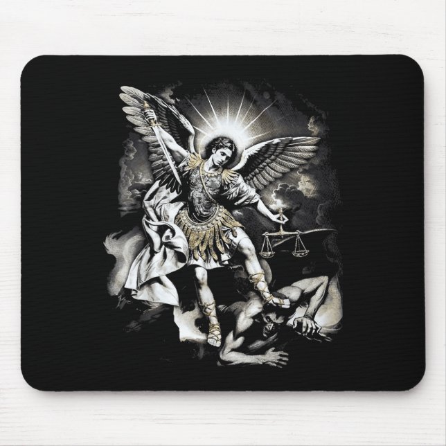 Saint Michael Defeating Satan Archangel Warrior  Mouse Pad (Front)