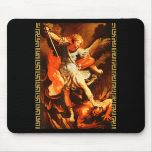 Saint Michael Defeating Satan Archangel Warrior Mouse Pad