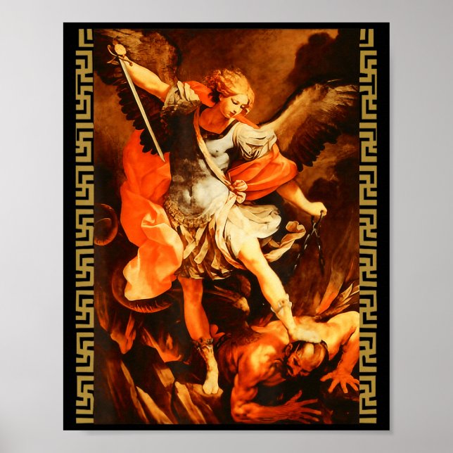 Saint Michael Defeating Satan Archangel Warrior  Poster (Front)