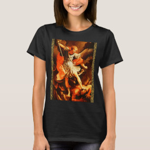 Saint Michael Defeating Satan Archangel Warrior T-Shirt