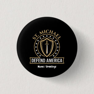 Saint Michael Defend America Tactical Shield Emble 3 Cm Round Badge