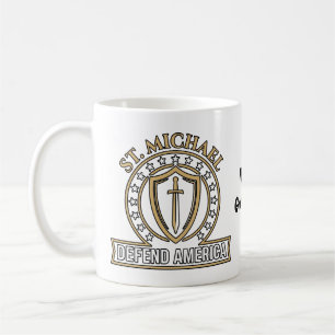 Saint Michael Defend America Tactical Shield Emble Coffee Mug