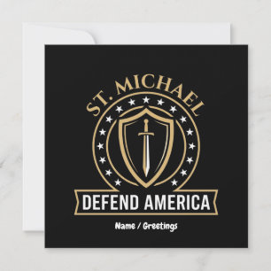 Saint Michael Defend America Tactical Shield Emble Invitation