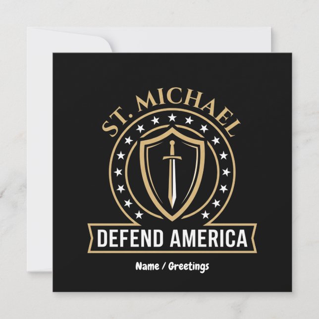 Saint Michael Defend America Tactical Shield Emble Invitation (Front)