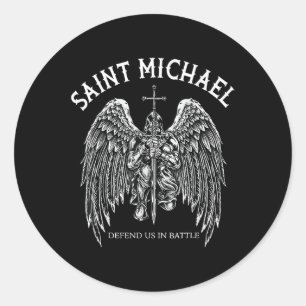 Saint Michael Defend Us In Battle  Classic Round Sticker