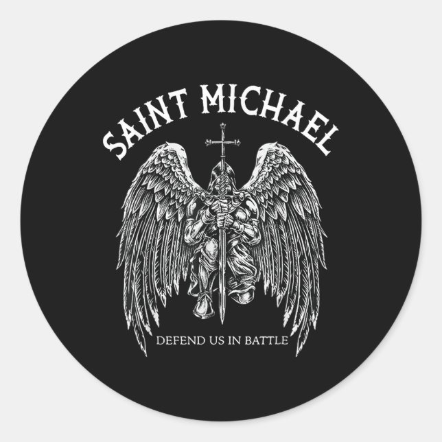 Saint Michael Defend Us In Battle  Classic Round Sticker (Front)