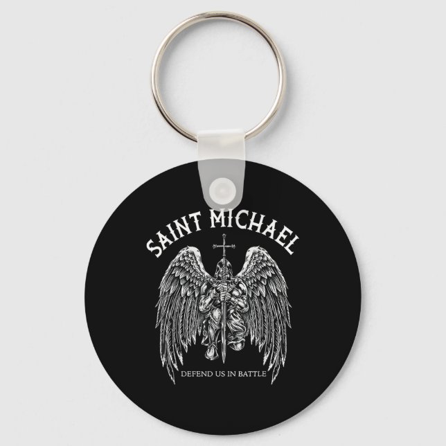 Saint Michael Defend Us In Battle  Key Ring (Front)