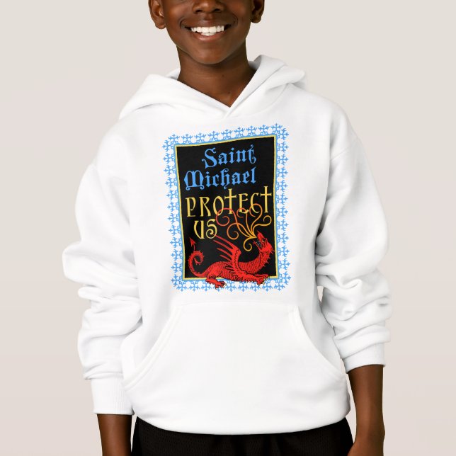 Saint Michael Protect Us Kid's Hoodie (Front)