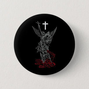Saint Michael The Archangel Defeating Satan 6 Cm Round Badge