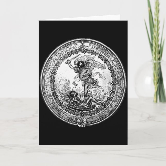 Saint Michael The Archangel Defeating Satan Christ Card (Front)
