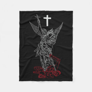 Saint Michael The Archangel Defeating Satan Fleece Blanket