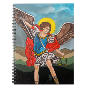 Saint Michael the Archangel Painting by Alfred Fox Notebook