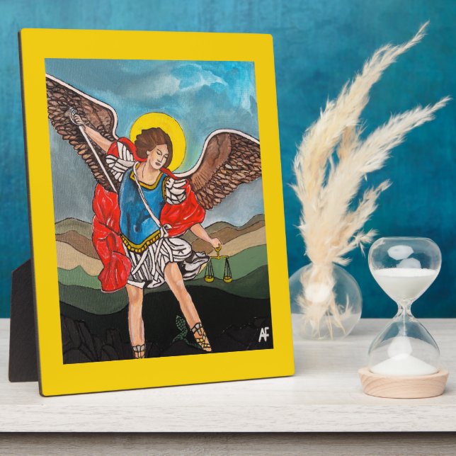 Saint Michael the Archangel Painting by Alfred Fox Plaque (Side)