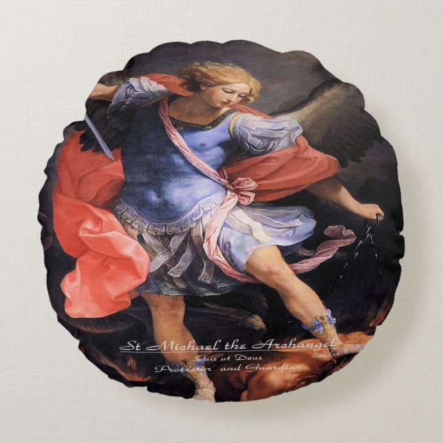 Saint Michael the Archangel Round Cushion (Front)
