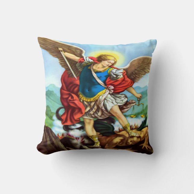 Saint Michael the Archangel Throw Pillow (Front)