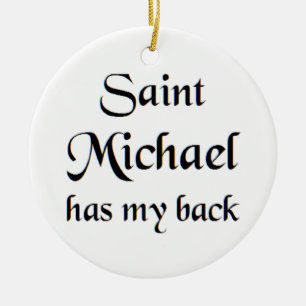 saint michael trucker hat ceramic ornament
