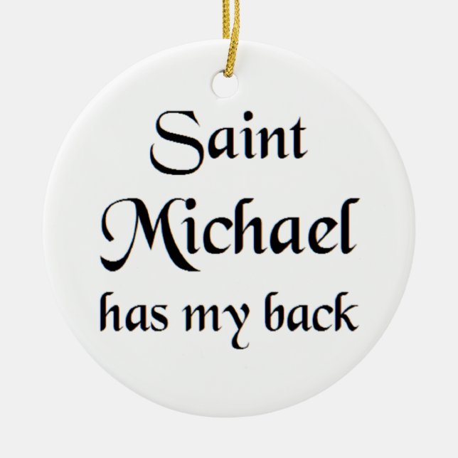 saint michael trucker hat ceramic ornament (Front)