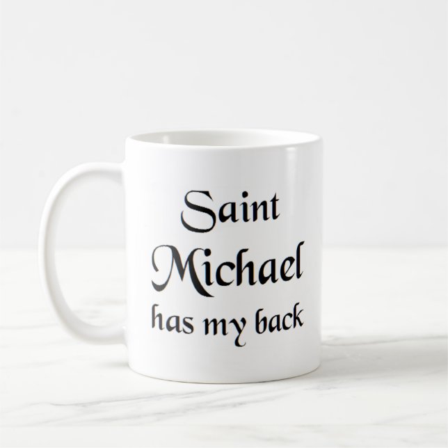 saint michael trucker hat coffee mug (Left)