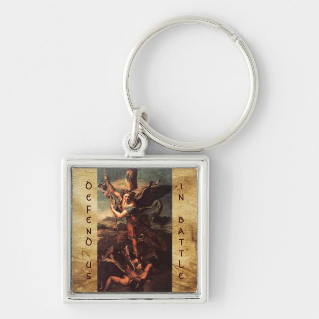 SAINT MICHAEL VANGUISHING SATAN KEY RING (Front)