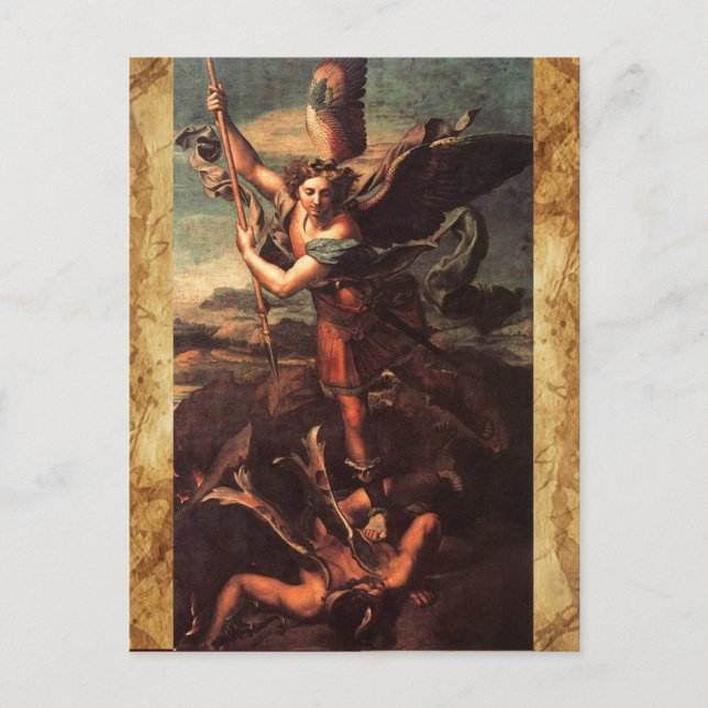 SAINT MICHAEL VANGUISHING SATAN POSTCARD (Front)