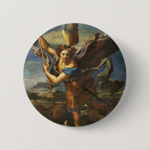Saint Michael Vanquishing Satan by Raphael 6 Cm Round Badge