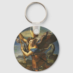 Saint Michael Vanquishing Satan by Raphael Key Ring