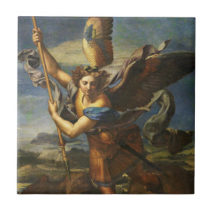 Saint Michael Vanquishing Satan by Raphael Tile
