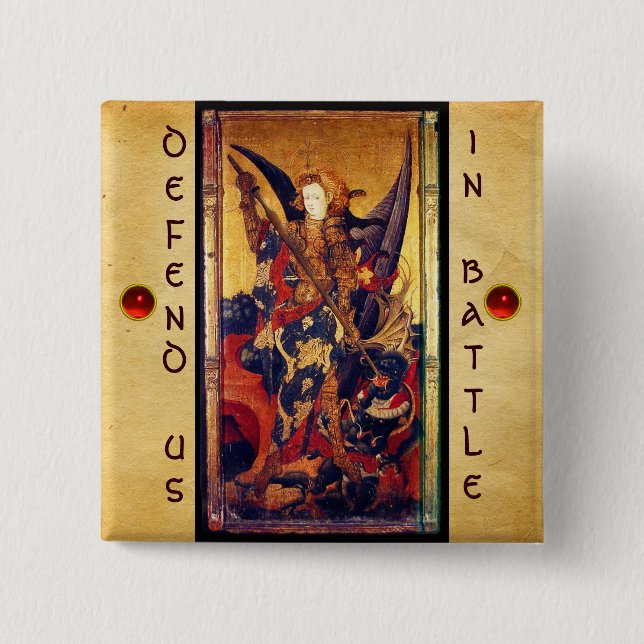 Saint Michael Vanquishing the Devil 15 Cm Square Badge (Front)