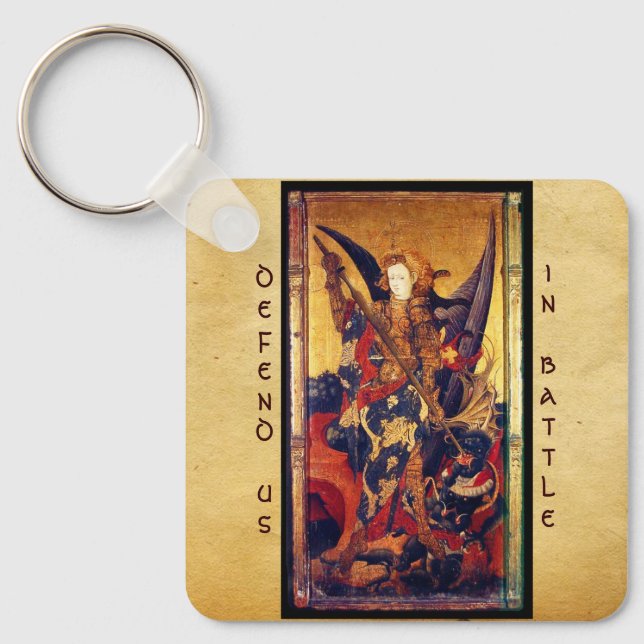 Saint Michael Vanquishing the Devil Key Ring (Front)
