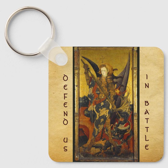 Saint Michael Vanquishing the Devil Key Ring (Front)