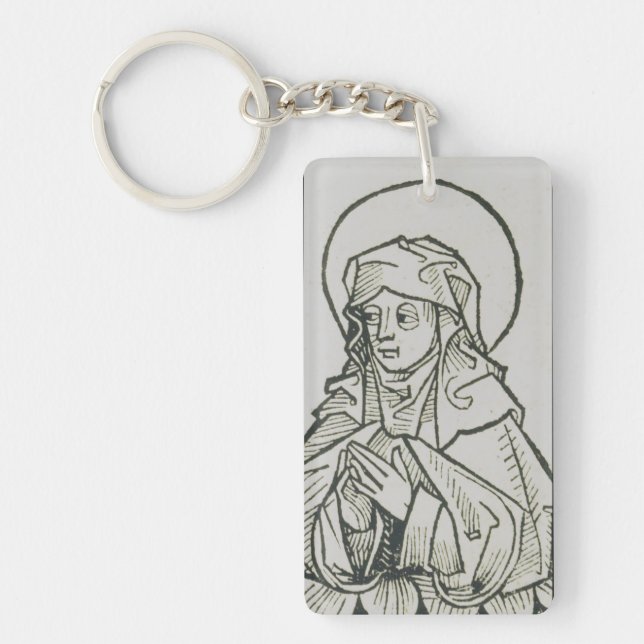 Saint Monica Medieval Minimalist Line Art  Key Ring (Front)