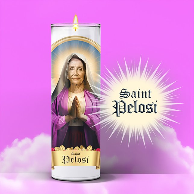 Saint Nancy Pelosi Prayer Candle (Saint Nancy Pelosi Devotional Prayer Candle Sticker Label)